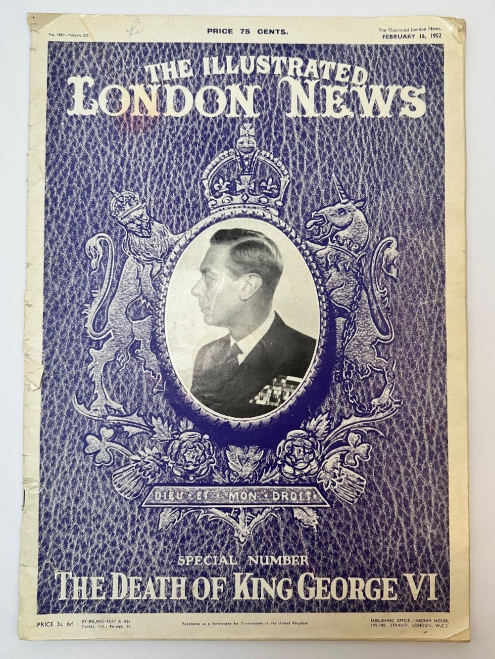 Vintage Illustrated London News Feb 16 1952 King George VI Death Issue
